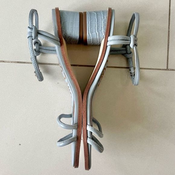 SAM EDELMAN Baby Blue Isle Straps Sandal Flat Leather Animal Print - Picture 4 of 4